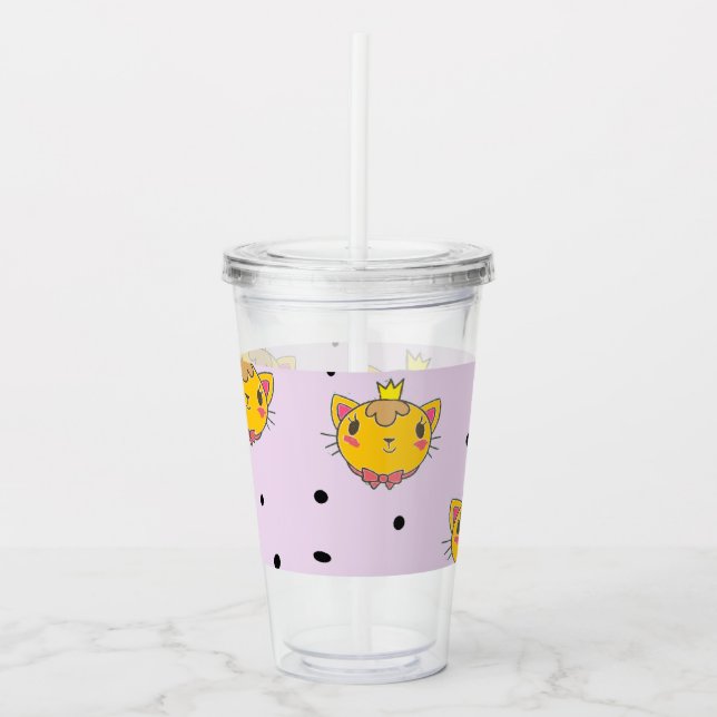 Copo De Acrílico Princesa gatinha em roxo (Frente)