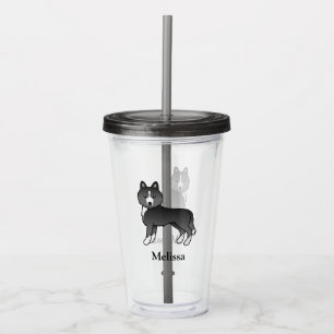 Copo De Acrílico Principalmente Black Siberian Husky Dog & Custom N
