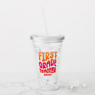 Copo De Acrílico Professor de primeiro grau Ombro Vermelho Laranja