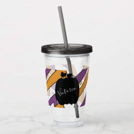 Copo De Acrílico Pumpkin Cute Halloween Púrpura Padrão Acrílico