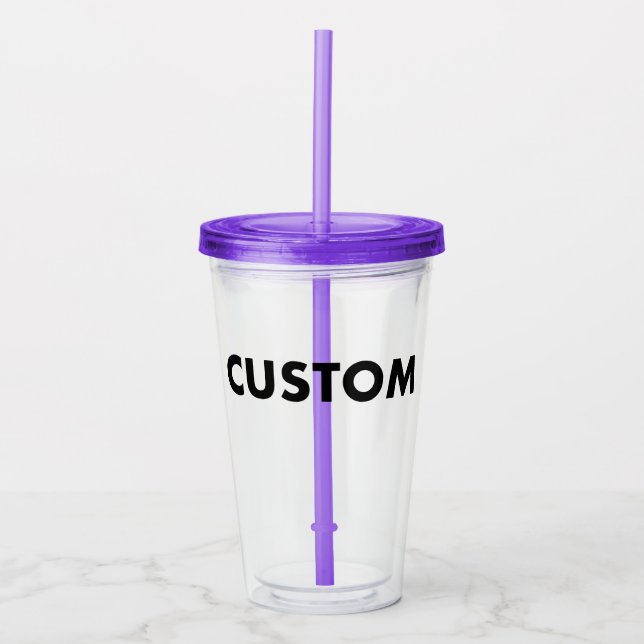 Copo De Acrílico PURPLE Custom Acrylic Tumbler Blank w/ Lid & Straw (Frente)