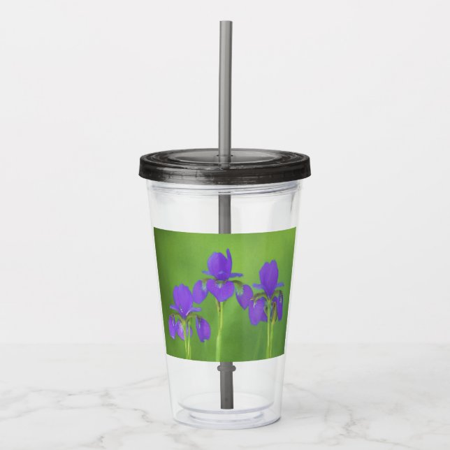 Copo De Acrílico Púrpura Iris - Arte Flor Original (Frente)