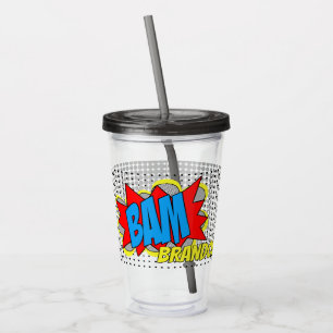 Copo De Acrílico Quadrinho Personalizado Divertido Estilo Pop Art