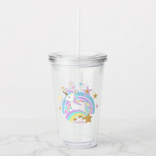 Copo De Acrílico Rainbow Unicorn