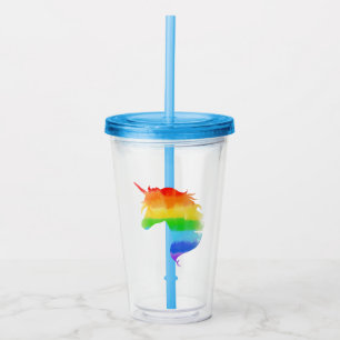 Copo De Acrílico Rainbow Unicórnio