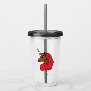 Copo De Acrílico Red Afro Unicorn