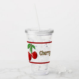 Copo De Acrílico Red Cherries Design Personalizado