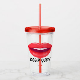 Copo De Acrílico Red Lip Gossip Queen Tumbler