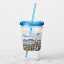 Reiquiavique Islândia souvenir aquarela