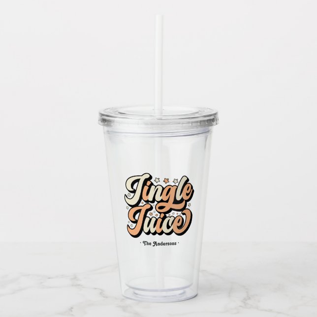 Copo De Acrílico Retro “Jingle Juice” Natal Personalizado (Frente)