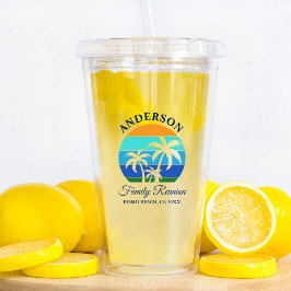 Copo De Acrílico Reunião da Família Summer Beach Palm Trees