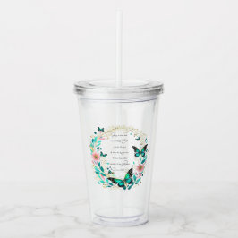 Copo De Acrílico Romanos 8:28 Flores e borboletas