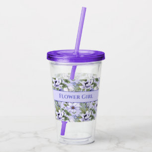 Copo De Acrílico Romântica Pergueira Floral Lavanda Flor