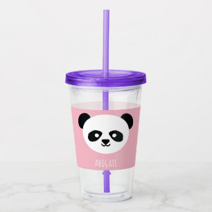 Copo De Acrílico Rosa bonito dos miúdos da panda de Kawaii