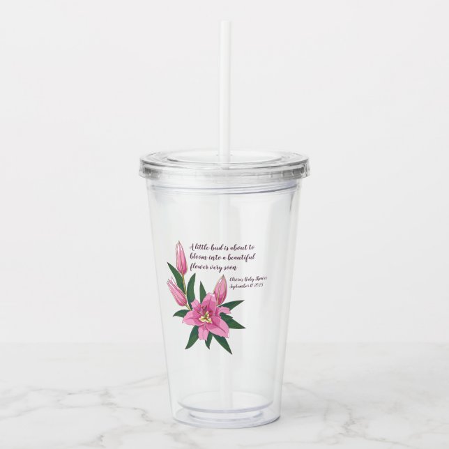 Copo De Acrílico Rosa claro Blooming Lily (Frente)