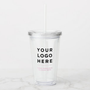Copo De Acrílico Rosa empoeirado Tumbler limpo personalizado com