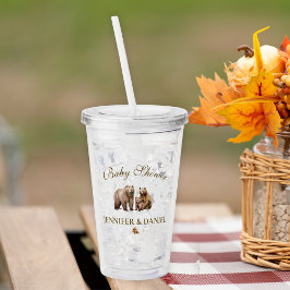 Copo De Acrílico Rustic Brown Bear Family Baby Shower