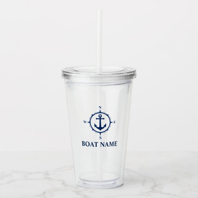 Copo De Acrílico Seu nome de boi Compass Anchor (Frente)