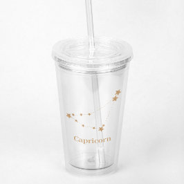 Copo De Acrílico Símbolo Zodiac Moderno, Capricórnio Dourado | Elem