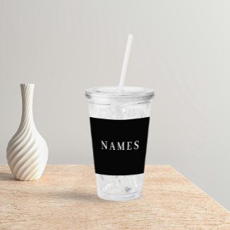 Copo De Acrílico Simples Preto Personalizado Adicionar Seu Nome Ele