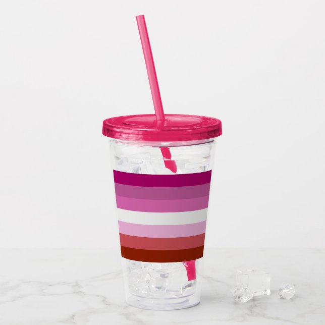 Copo De Acrílico Sinalizador do Orgulho Lésbico (Gelo frontal)