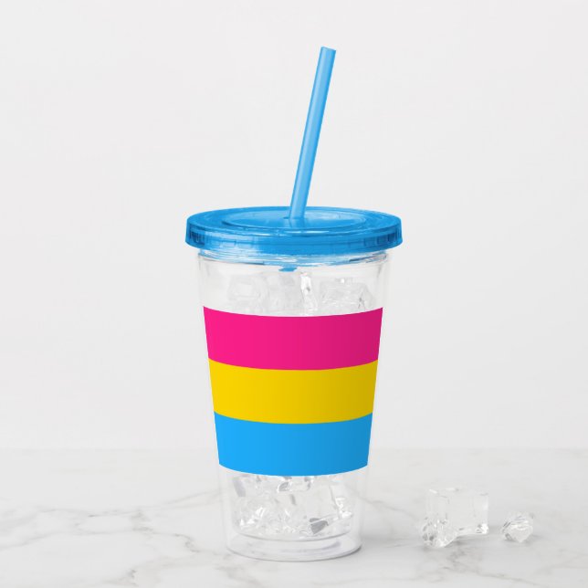 Copo De Acrílico Sinalizador Pansexual (Gelo traseiro)