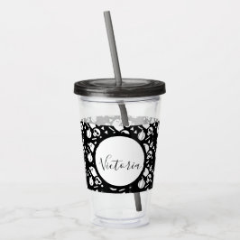 Copo De Acrílico Skeleton Skull Pumpkin Script Monograma Acrílico