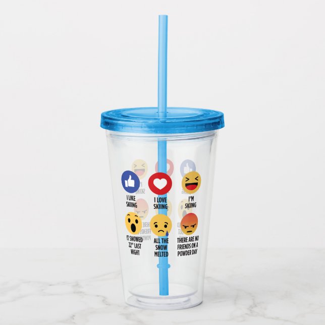 Copo De Acrílico Skiing Emojis (Frente)