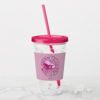 Copo De Acrílico Skribbles: Felicidade do café das palavras (rosa)