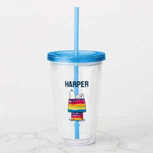 Copo De Acrílico Snoopy Rainbow Dog House Adicione seu nome