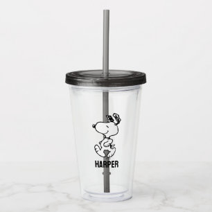 Copo De Acrílico Snoopy So Sweet Flower Pattern Adicione seu nome