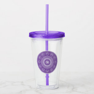 Copo De Acrílico Spirit Dodecahedron Purple Mandala Tumbler