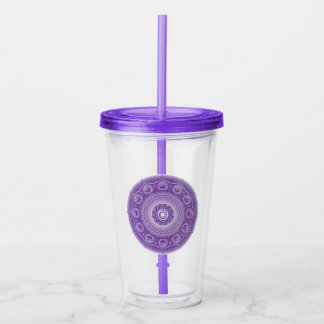 Copo De Acrílico Spirit Dodecahedron Purple Mandala Tumbler