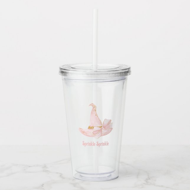 Copo De Acrílico Sprinkle Tumbler de Chapéu de Bruxa Rosa (Frente)