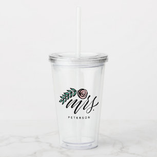 Copo De Acrílico Sra. Seu Nome de Handlettered