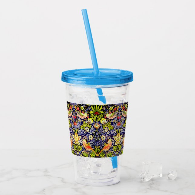 Copo De Acrílico Strawberry Thef Birds William Morris (Gelo frontal)