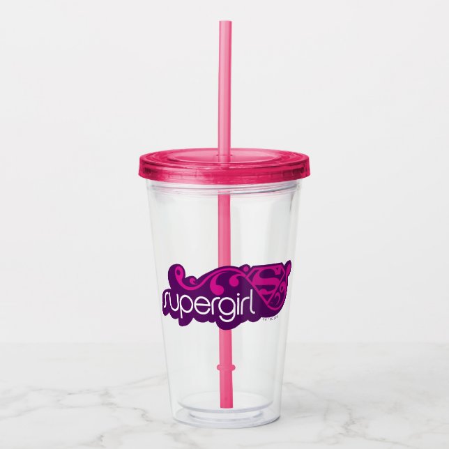 Copo De Acrílico Supergirl Groovy Name e S-Shield (Frente)