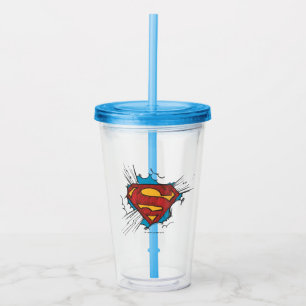 Copo De Acrílico Superman S-Shield Within Clouds Logo