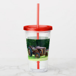 Copo De Acrílico Taça de Trator Russo com Tampa e Palha