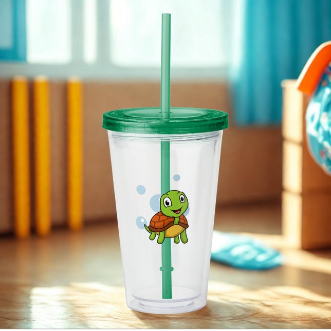 Copo De Acrílico Tartaruga engraçada com bolha (cute tortoise tumbler)