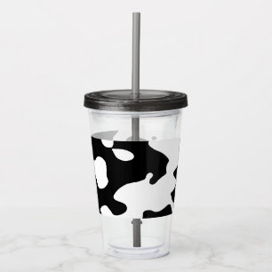 Copo De Acrílico Teste padrão da vaca preto e branco