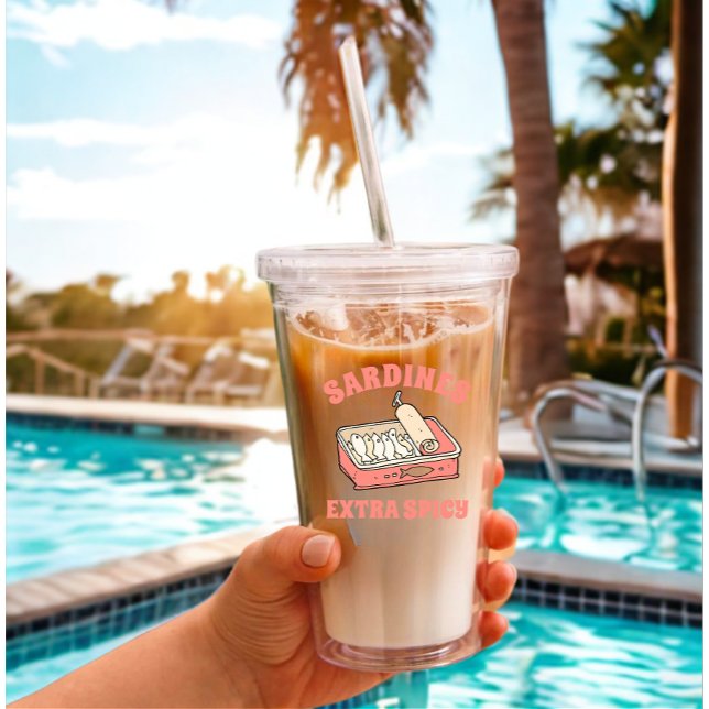 Copo De Acrílico Texto da Rosa claro do Foro Personalizado de Portu (Modern custom text portugal lover sardines tumbler)