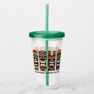 Copo De Acrílico Tiki Totems Legal de texto personalizado