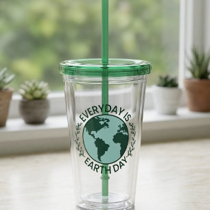 Copo De Acrílico Todo Dia é Dia da Terra - Amante da Terra Verde Vi
