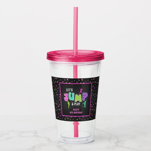 Copo De Acrílico Trampoline Birthday 16oz Tumbler - Garota (Frente)