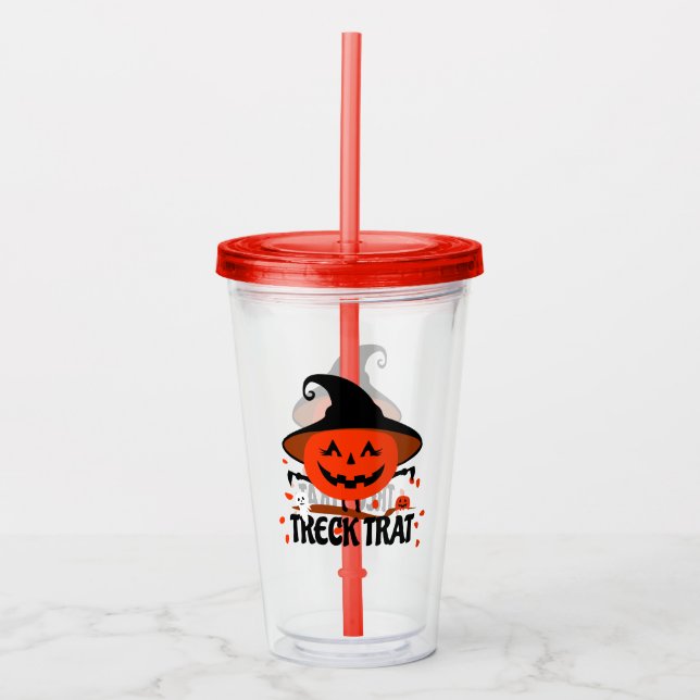 Copo De Acrílico Treck Trat Pumpkin sorrindo (Frente)