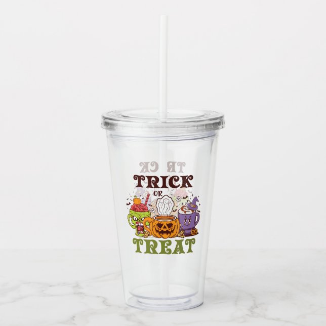 Copo De Acrílico Trick Ou Trate O Café (Frente)