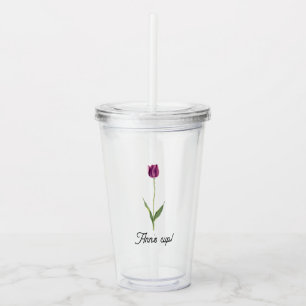 Copo De Acrílico Tulipa Roxa Elegante Personalizada