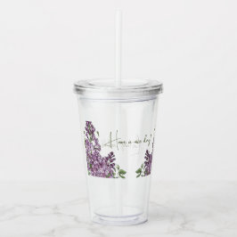 Copo De Acrílico Tumba de Acrílico Floral Botânica Lilás Roxo Elega