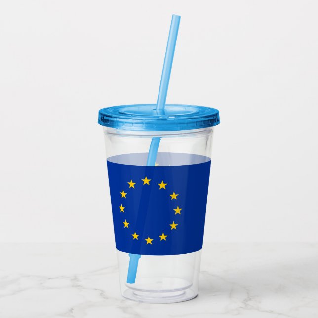 Copo De Acrílico Tumbler Aacrílico Patriótico com bandeira da Europ (Verso)